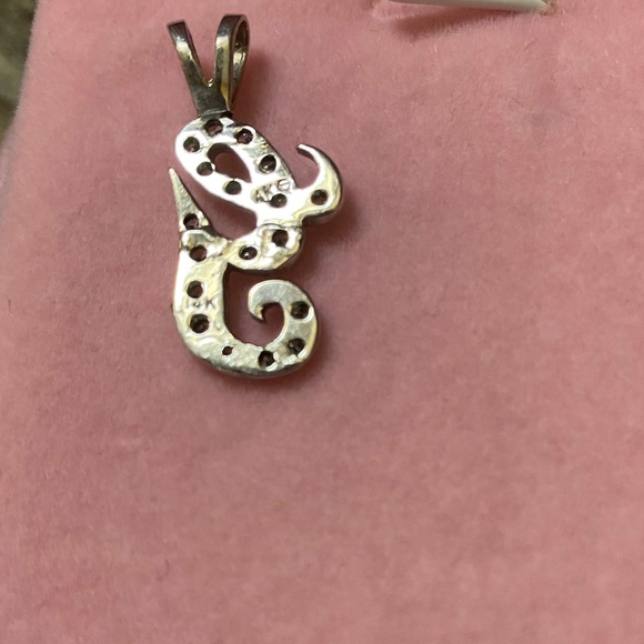 GENUINE DIAMONDS Pendant Charm Initial G Solid 14KT Gold - Picture 6 of 8